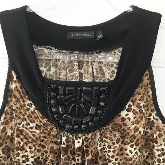 Notations Sleeveless Floral Animal Print Embellished Ribbed Top - Small - Picture 3 of 9